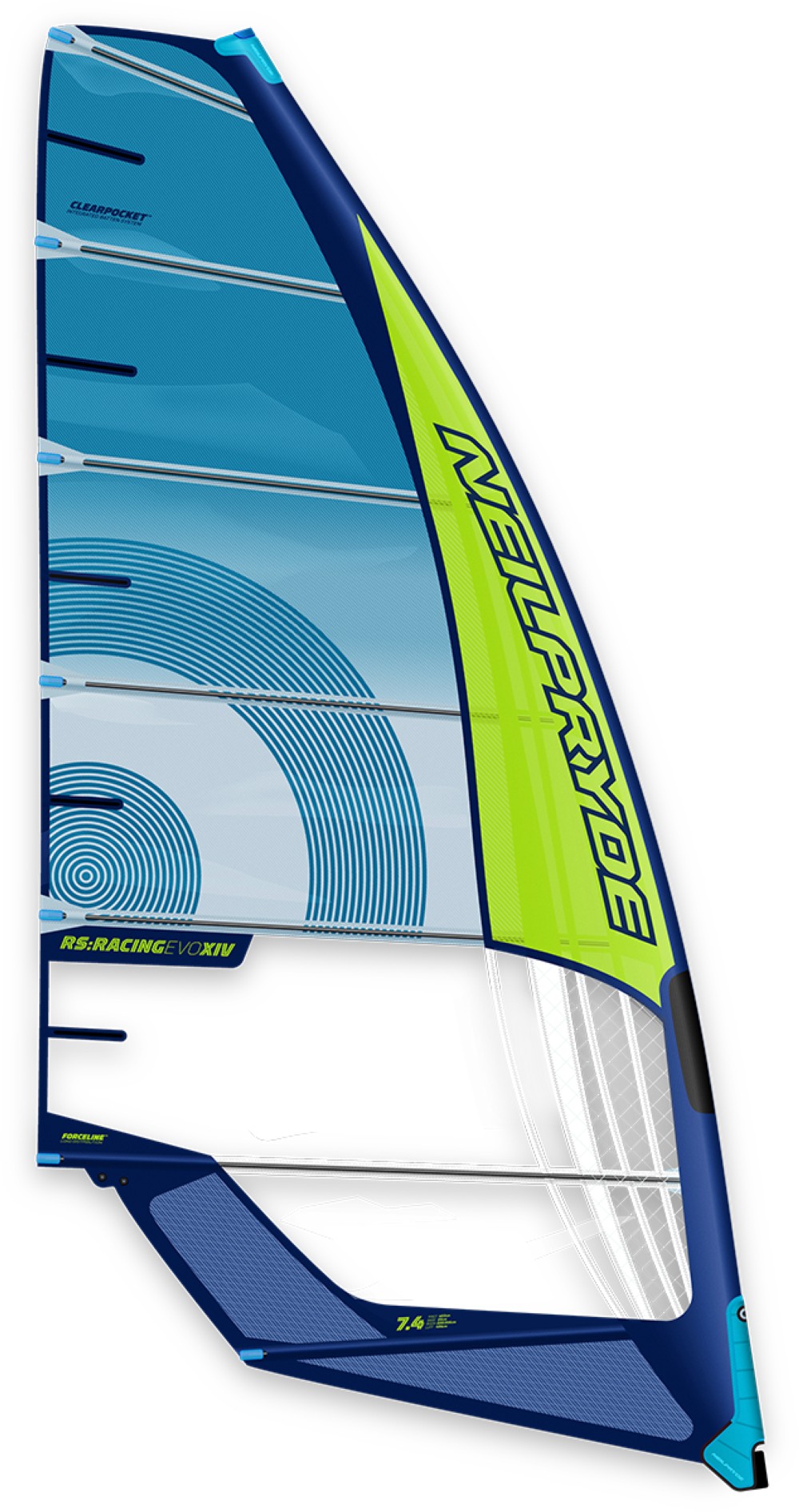 Neil Pryde Windsurf Segel Racing Evo XIV C11 blu pacifico/argento 2023 - Foto 1 di 1