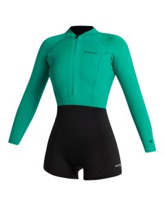 Mystic Neoprenanzug Lunar Longarm Shorty Fzip Women 2/2 Damen Shorty 957-Black / Green 2025 Shorty Neoprenanzug 1