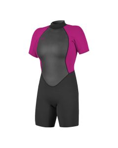 Oneill Neoprenanzug Wms Reactor-2 Back Zip S/S Spring 2/2 Damen Shorty C09 BLK/BERRY 2023 Shorty Neoprenanzug 1